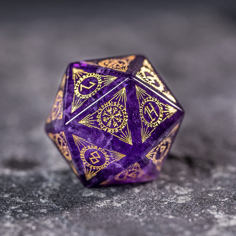 URWizards Dnd Engraved Amethyst Dice Set Nordic Style - Urwizards