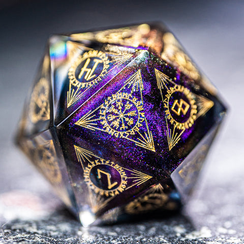 URWizards Dnd Resin Purple Aurora Engraved Dice Set Nordic Style - Urwizards