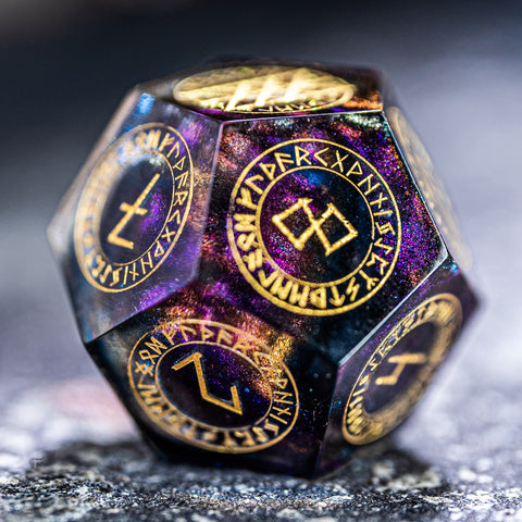 URWizards Dnd Resin Purple Aurora Engraved Dice Set Nordic Style - Urwizards