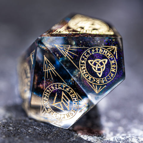 URWizards Dnd Resin Purple Aurora Engraved Dice Set Nordic Style - Urwizards