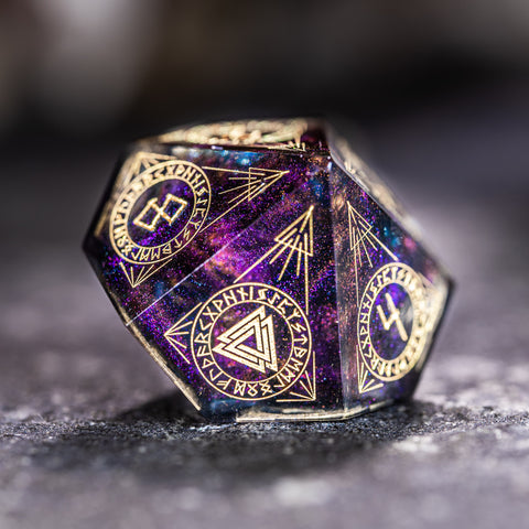 URWizards Dnd Resin Purple Aurora Engraved Dice Set Nordic Style - Urwizards