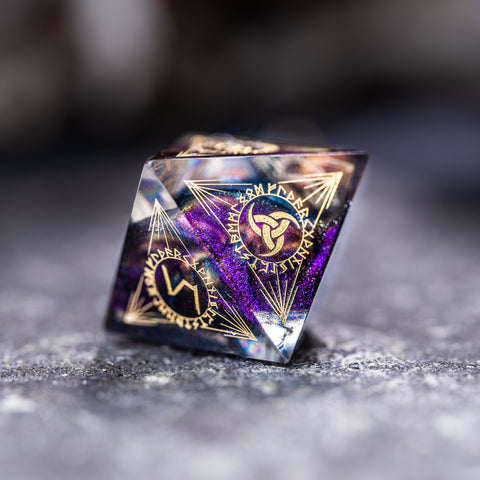 URWizards Dnd Resin Purple Aurora Engraved Dice Set Nordic Style - Urwizards