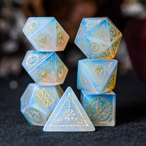 URWizards Dnd Engraved Opalite Dice Set Nordic Style - Urwizards