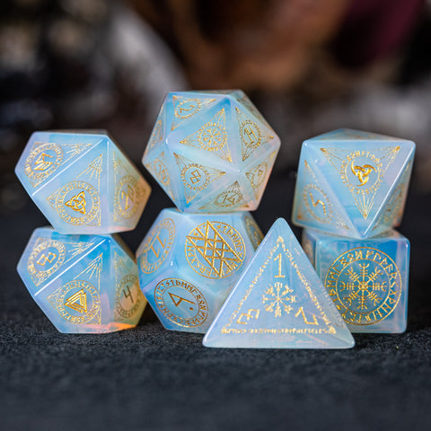 URWizards Dnd Engraved Opalite Dice Set Nordic Style - Urwizards