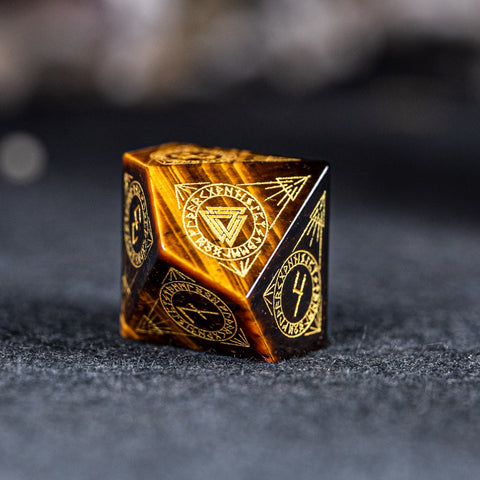 URWizards Dnd Engraved Yellow Tiger's Eyes Dice Set Nordic Style - Urwizards