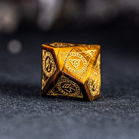 URWizards Dnd Engraved Yellow Tiger's Eyes Dice Set Nordic Style - Urwizards