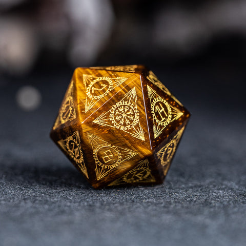 URWizards Dnd Engraved Yellow Tiger's Eyes Dice Set Nordic Style - Urwizards