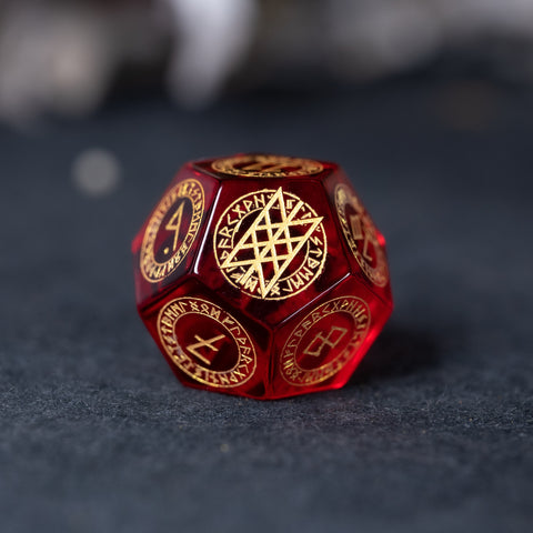 URWizards Dnd Engraved Garnet Galss Dice Set Nordic Style - Urwizards
