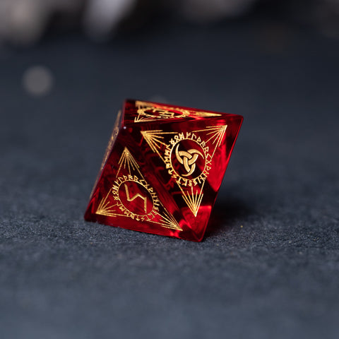 URWizards Dnd Engraved Garnet Galss Dice Set Nordic Style - Urwizards