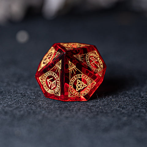 URWizards Dnd Engraved Garnet Galss Dice Set Nordic Style - Urwizards