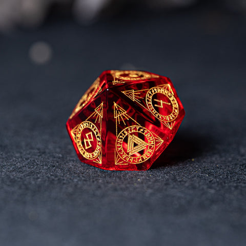 URWizards Dnd Engraved Garnet Galss Dice Set Nordic Style - Urwizards