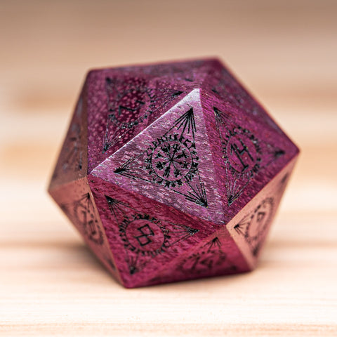 URWizards Dnd Engraved Purpleheart Wood Dice Set Nordic Style - Urwizards
