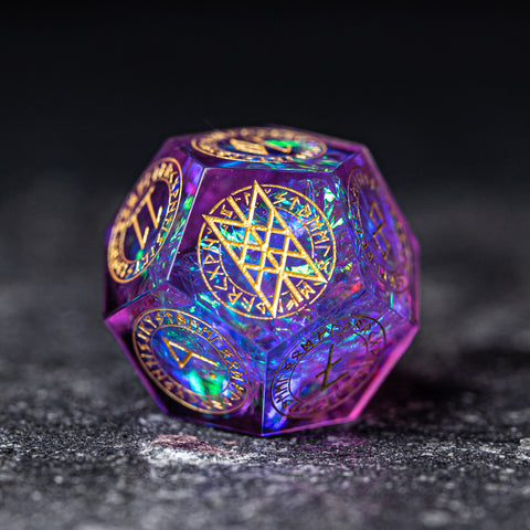 URWizards Dnd Resin Purple Glitter Engraved Dice Set Nordic Style - Urwizards