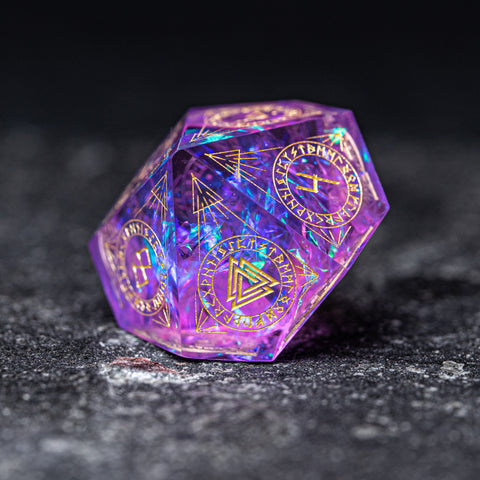 URWizards Dnd Resin Purple Glitter Engraved Dice Set Nordic Style - Urwizards