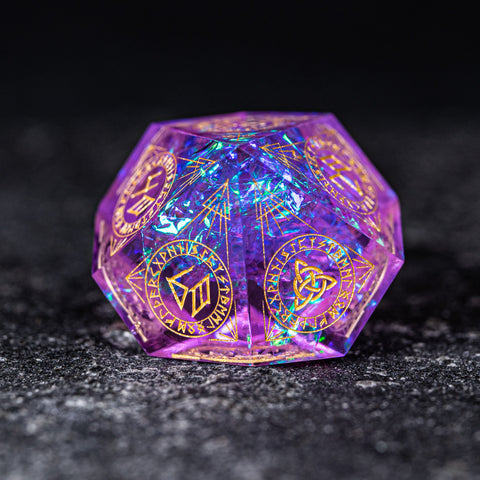 URWizards Dnd Resin Purple Glitter Engraved Dice Set Nordic Style - Urwizards
