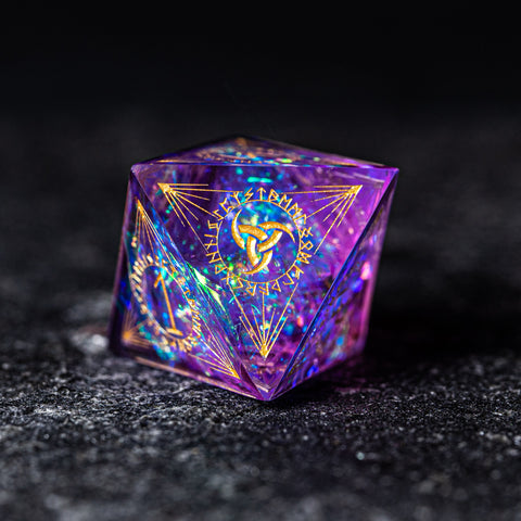 URWizards Dnd Resin Purple Glitter Engraved Dice Set Nordic Style - Urwizards