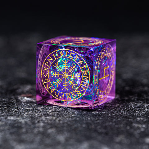 URWizards Dnd Resin Purple Glitter Engraved Dice Set Nordic Style - Urwizards