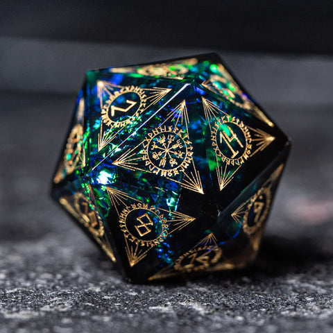 URWizards Dnd Resin Dark Glitter Engraved Dice Set Nordic Style - Urwizards