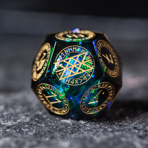 URWizards Dnd Resin Dark Glitter Engraved Dice Set Nordic Style - Urwizards