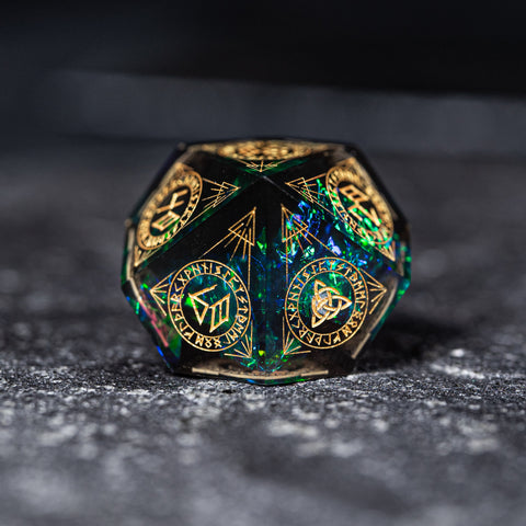 URWizards Dnd Resin Dark Glitter Engraved Dice Set Nordic Style - Urwizards