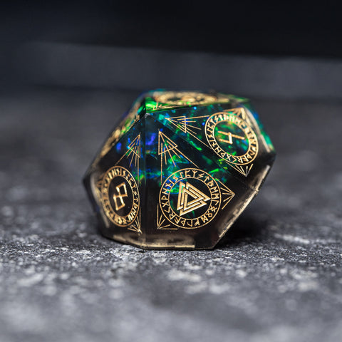 URWizards Dnd Resin Dark Glitter Engraved Dice Set Nordic Style - Urwizards