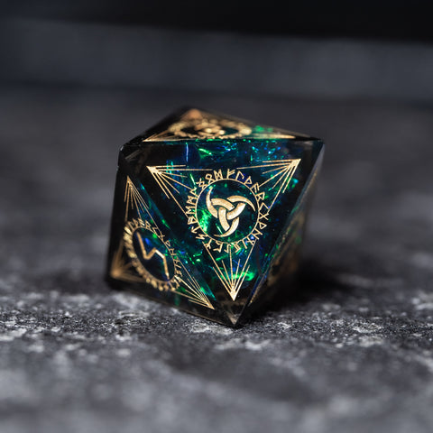 URWizards Dnd Resin Dark Glitter Engraved Dice Set Nordic Style - Urwizards