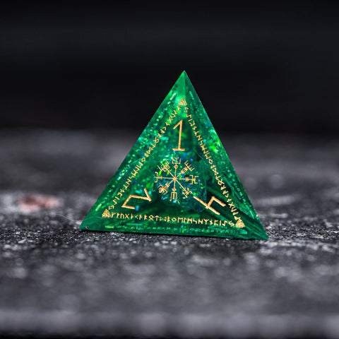 URWizards Dnd Resin Green Glitter Engraved Dice Set Nordic Style - Urwizards