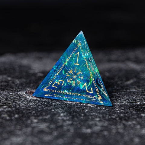 URWizards Dnd Resin Blue Glitter Engraved Dice Set Nordic Style - Urwizards
