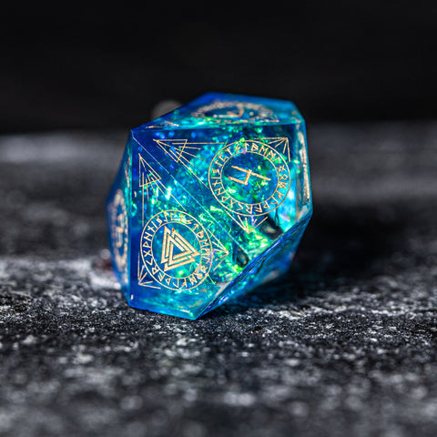 URWizards Dnd Resin Blue Glitter Engraved Dice Set Nordic Style - Urwizards