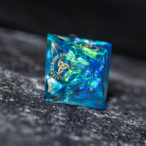 URWizards Dnd Resin Blue Glitter Engraved Dice Set Nordic Style - Urwizards