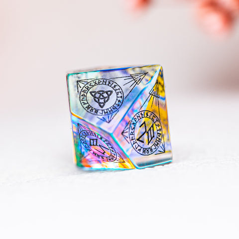 URWizards Dnd Engraved Dichroic Prism Glass Dice Set Nordic Style Black Inked - Urwizards