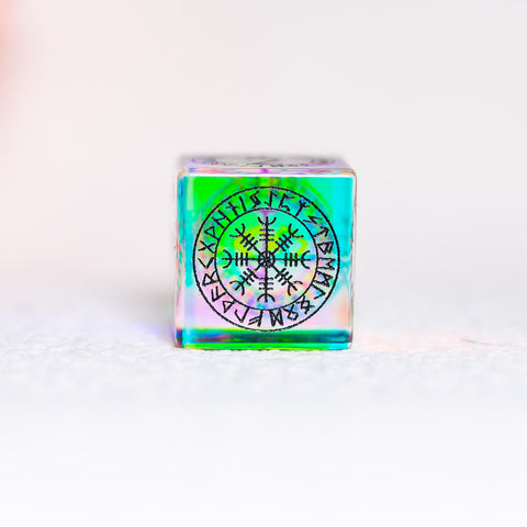URWizards Dnd Engraved Dichroic Prism Glass Dice Set Nordic Style Black Inked - Urwizards