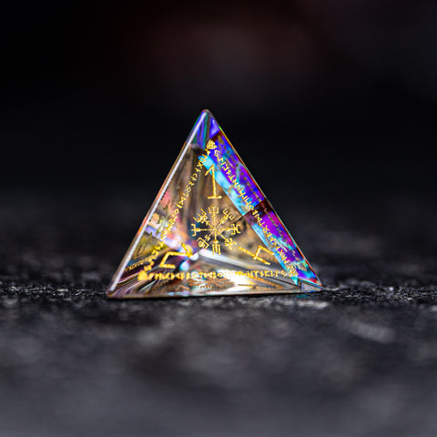 URWizards Dnd Engraved Dichroic Prism Glass Dice Set Nordic Style Gold Inked - Urwizards