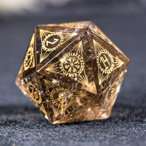 URWizards Dnd Engraved Smoky Quartz Dice Set Nordic Style - Urwizards
