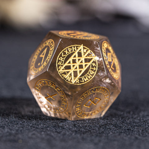 URWizards Dnd Engraved Smoky Quartz Dice Set Nordic Style - Urwizards