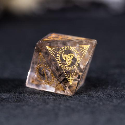 URWizards Dnd Engraved Smoky Quartz Dice Set Nordic Style - Urwizards