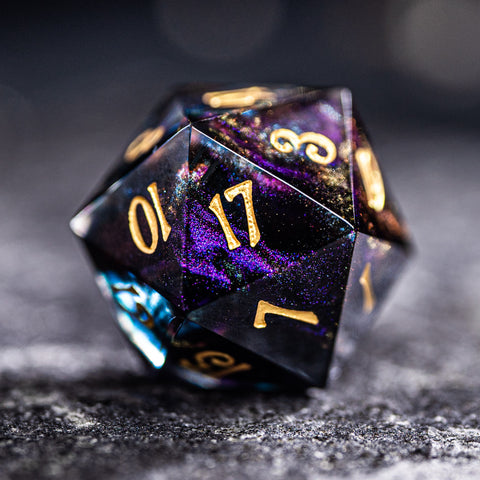 URWizards Dnd Resin Octarine Glitter Engraved Dice Set YEET & OOF - Urwizards