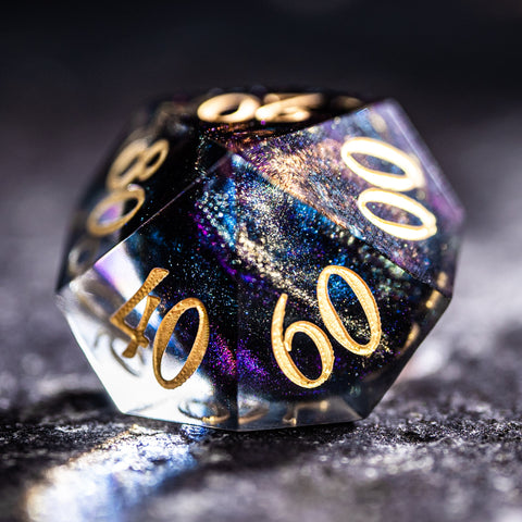 URWizards Dnd Resin Octarine Glitter Engraved Dice Set YEET & OOF - Urwizards