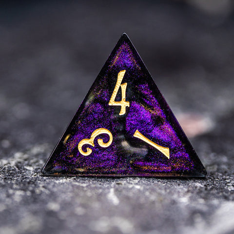 URWizards Dnd Resin Octarine Glitter Engraved Dice Set YEET & OOF - Urwizards