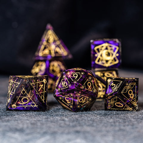 URWizards D&D Resin Octarine Engraved Dice Set Astrology Style - Urwizards