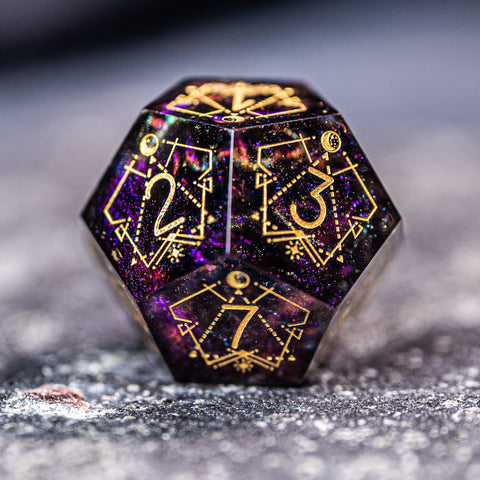 URWizards D&D Resin Octarine Engraved Dice Set Astrology Style - Urwizards