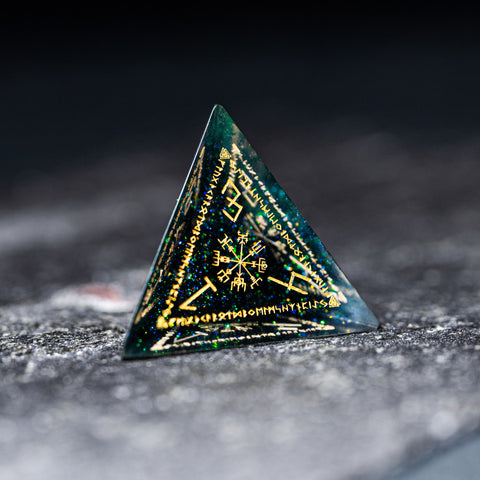URWizards D&D Resin Dark Green Aurora Engraved Dice Set Nordic Style - Urwizards