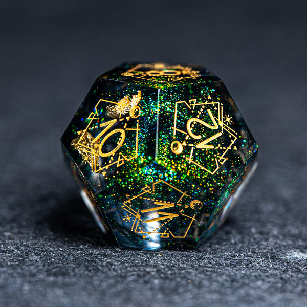 OUKELANWO Lord of the Rings Magic Resin DND Dice Set D&D, Green