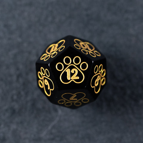 URWizards D&D Engraved Obsidian Dice Set Meow Style - Urwizards