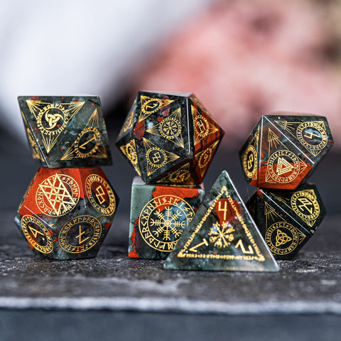 URWizards Dnd Engraved Bloodstone Dice Set Nordic Style - Urwizards