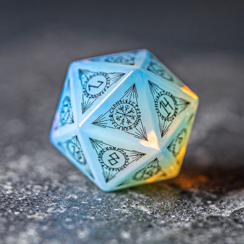 URWizards Dnd Engraved Opalite Stone Dice Set Nordic Style - Urwizards