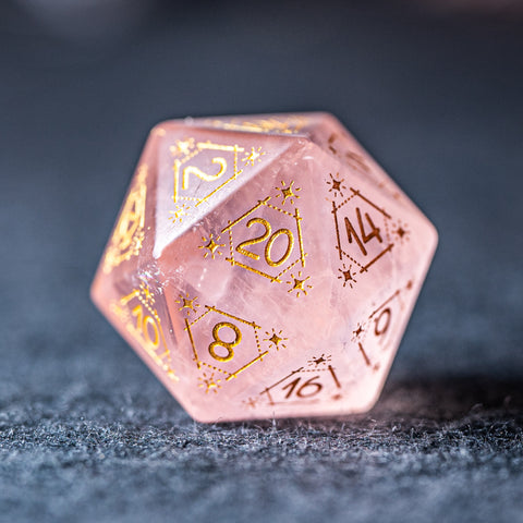 URWizards Dnd Engraved Rose Quartz Dice Set Astrology Style - Urwizards