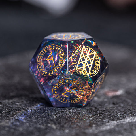 URWizards D&D Resin Night Neon Engraved Dice Set Nordic Style - Urwizards