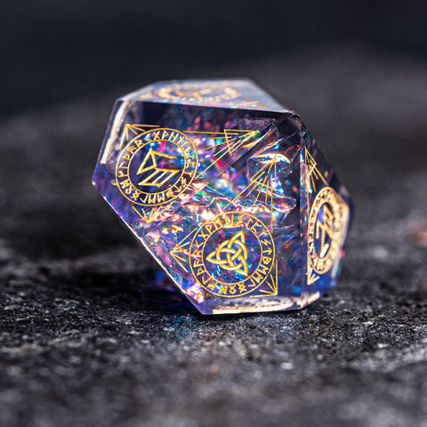URWizards D&D Resin Night Neon Engraved Dice Set Nordic Style - Urwizards