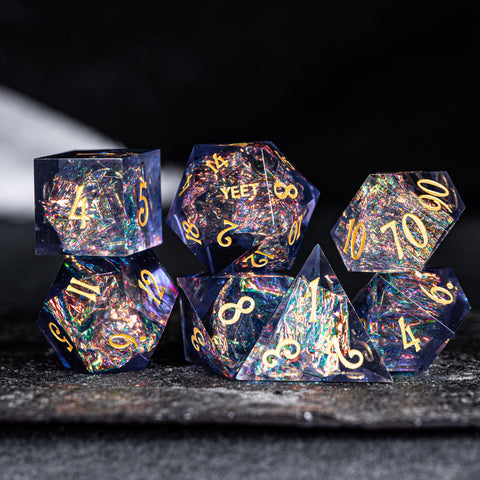 URWizards D&D Resin Night Neon Engraved Dice Set YEET & F*CK - Urwizards